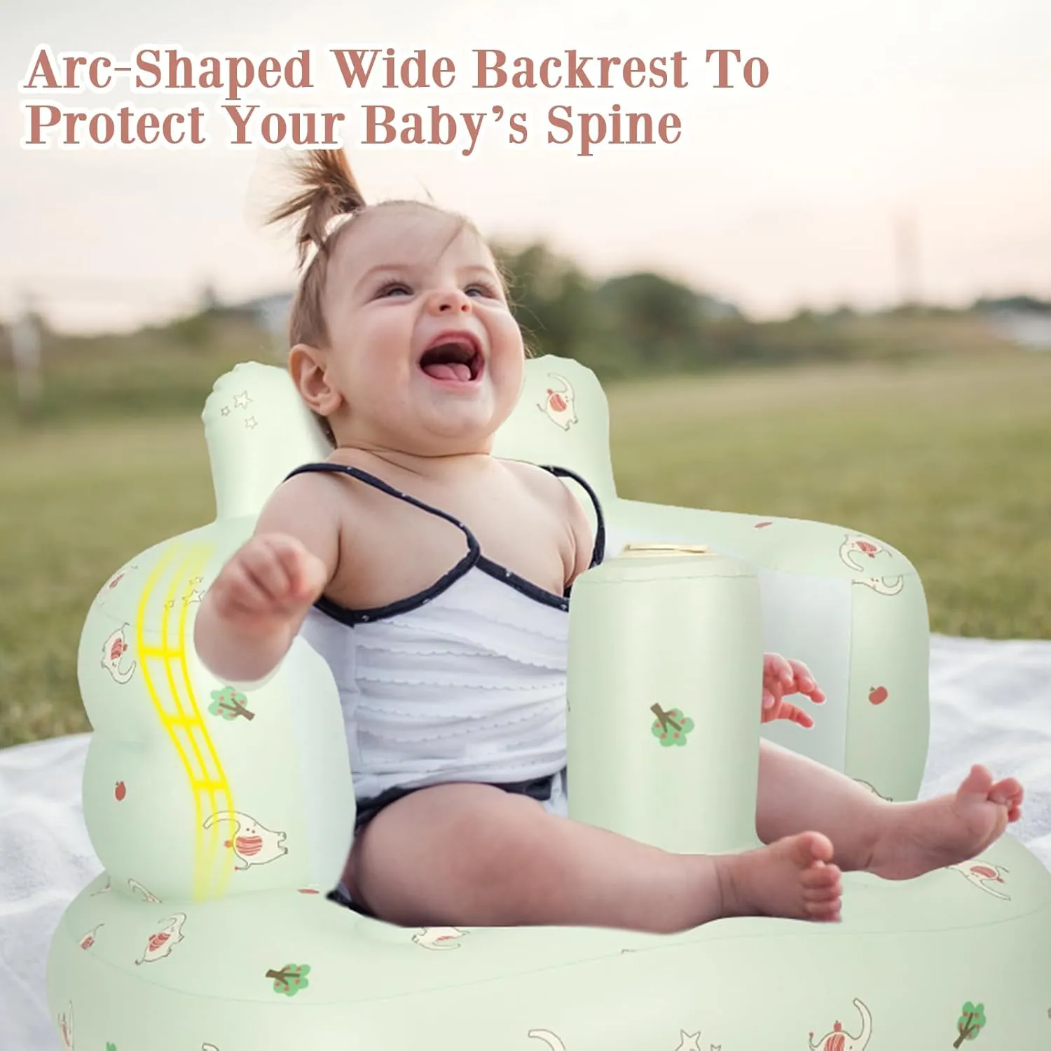 Inflatable Baby Seat, Inflatable Baby Chair for Babies 3 Months and Up, Summer Blow Up Chair with Built in Air Pump, Infant Floor Seats for Learning to Sit, Palying, Camping, Elephant