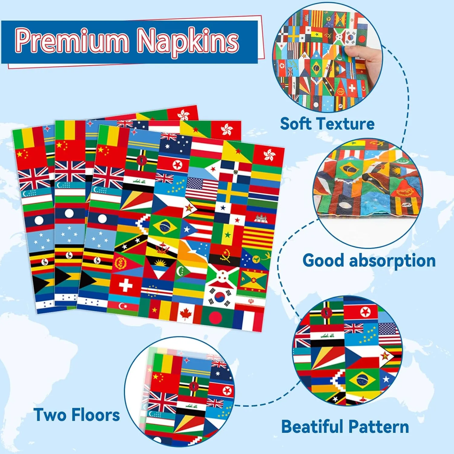 International Flags Welcome Party Plates Napkins Forks World Flags Tableware Around the World Globe Dinnerware Travel Trip Supply for Sports Events Club Classroom Birthday Parties Decoration Serve 24