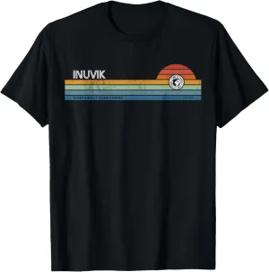 Inuvik Northwest Territories Canada Retro Sunset Rainbow T-Shirt
