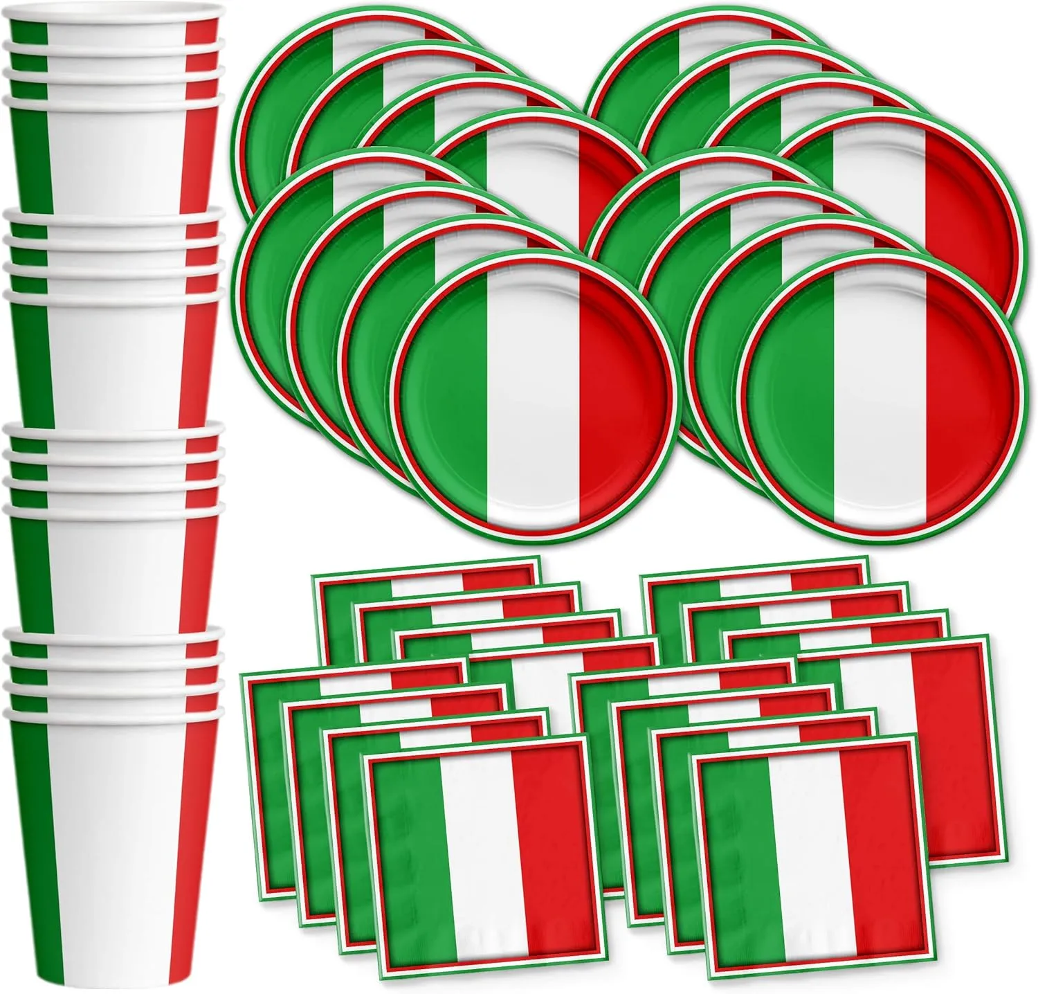 Italy Italian Flag Birthday Party Supplies Set Plates Napkins Cups Tableware Kit for 16