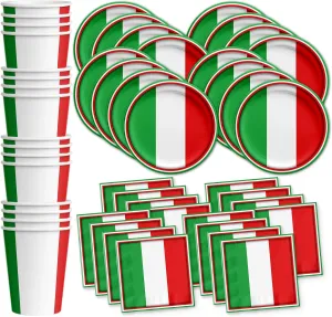 Italy Italian Flag Birthday Party Supplies Set Plates Napkins Cups Tableware Kit for 16