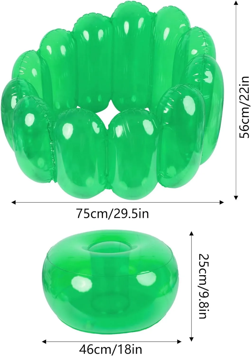 Jelly Inflatable Chair, The Jelly Collection, Portable Blow Up Couch, Inflatable Sofa Seat Furniture for Home Yard Patio Camping (Green)