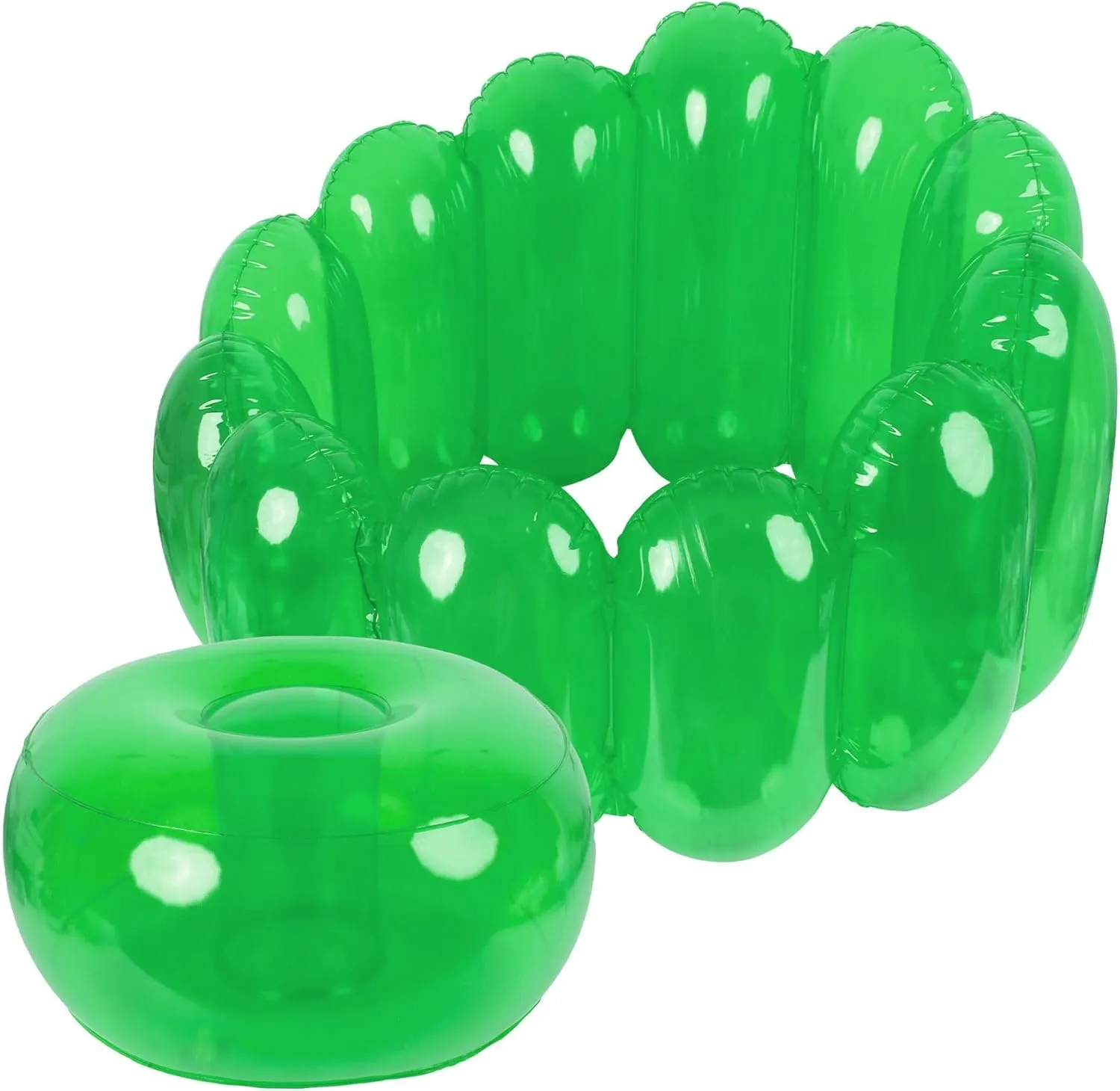 Jelly Inflatable Chair, The Jelly Collection, Portable Blow Up Couch, Inflatable Sofa Seat Furniture for Home Yard Patio Camping (Green)