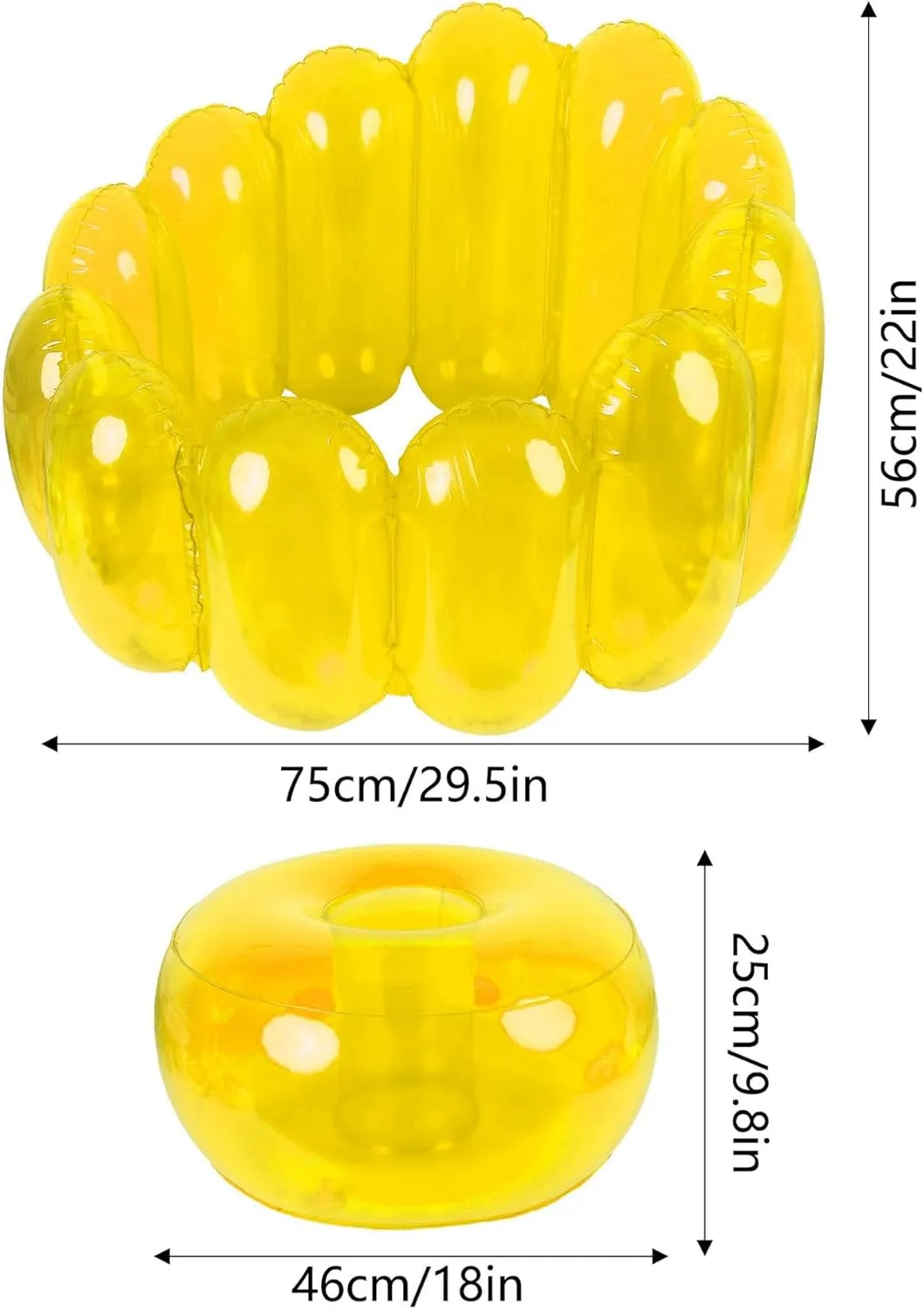 Jelly Inflatable Chair, The Jelly Collection, Portable Blow Up Couch, Inflatable Sofa Seat Furniture for Home Yard Patio Camping (Yellow)