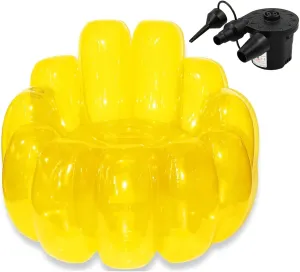 Jelly Inflatable Chair, The Jelly Collection, Portable Blow Up Couch, Inflatable Sofa Seat Furniture for Home Yard Patio Camping (Yellow)