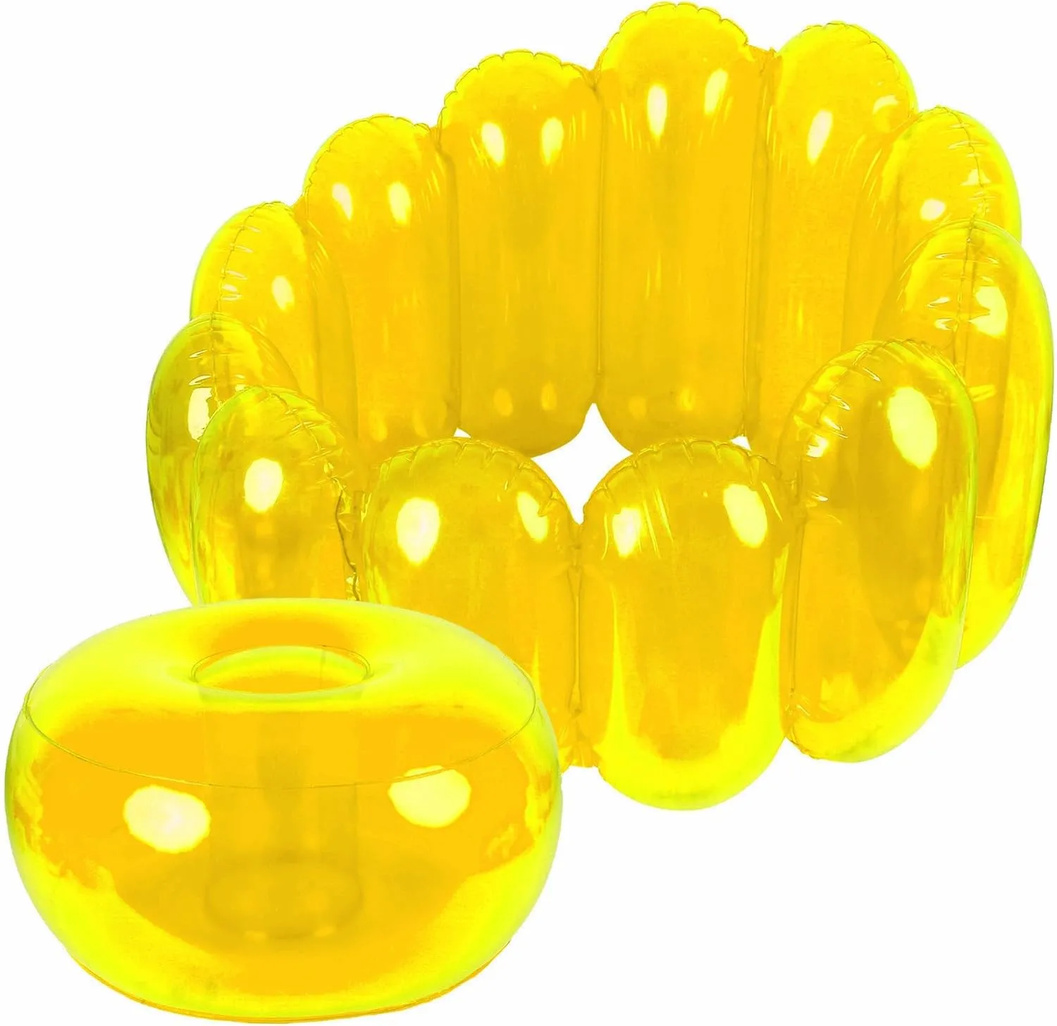 Jelly Inflatable Chair, The Jelly Collection, Portable Blow Up Couch, Inflatable Sofa Seat Furniture for Home Yard Patio Camping (Yellow)