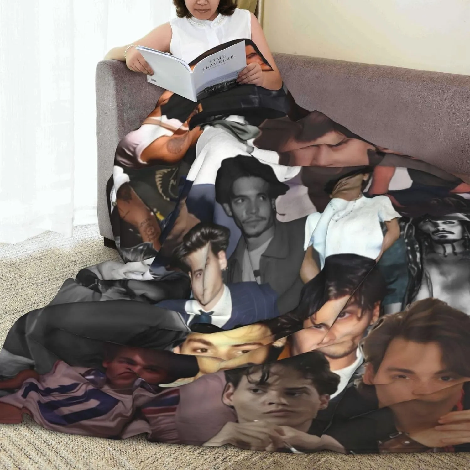 Johnny Depp Blanket Flannel Fleece Printed Throw Blankets Ultra Soft Micro Warm Blanket for All Season Bedding Chair Sofa Couch Bed 50"x40"
