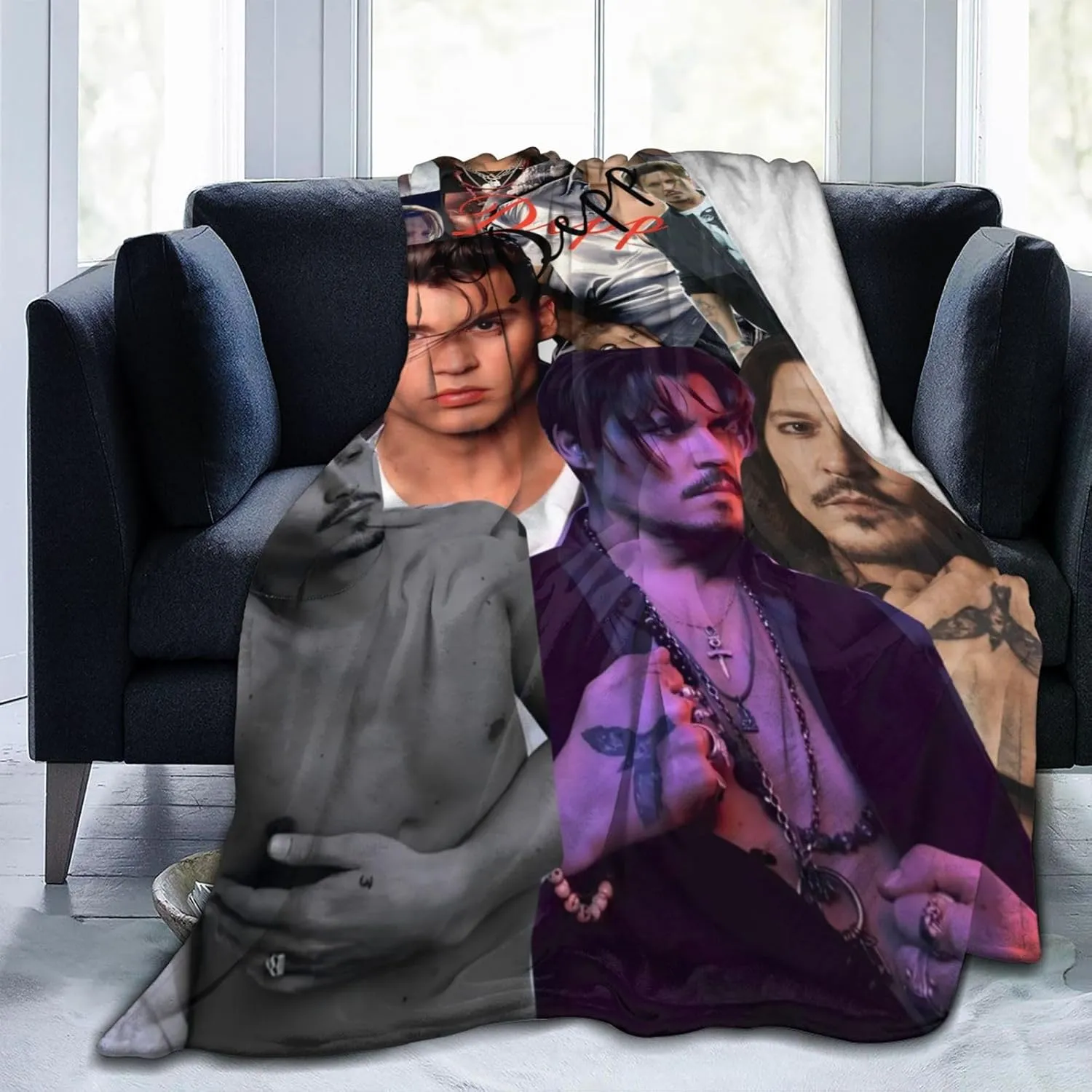 Johnny Depp Blanket Flannel Fleece Printed Throw Blankets Ultra Soft Micro Warm Blanket for All Season Bedding Chair Sofa Couch Bed 50"x40"