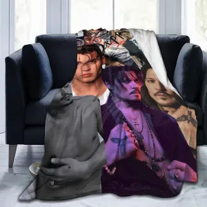 Johnny Depp Blanket Flannel Fleece Printed Throw Blankets Ultra Soft Micro Warm Blanket for All Season Bedding Chair Sofa Couch Bed 50"x40"