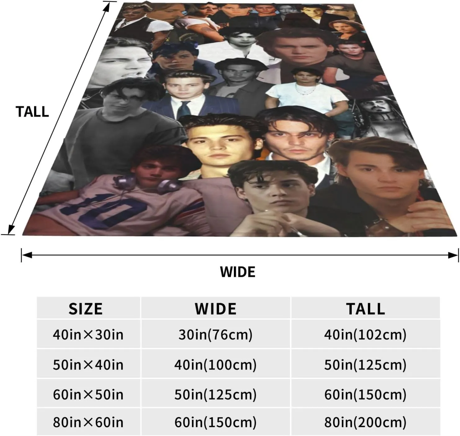 Johnny Depp Blanket Flannel Fleece Printed Throw Blankets Ultra Soft Micro Warm Blanket for All Season Bedding Chair Sofa Couch Bed 50"x40"