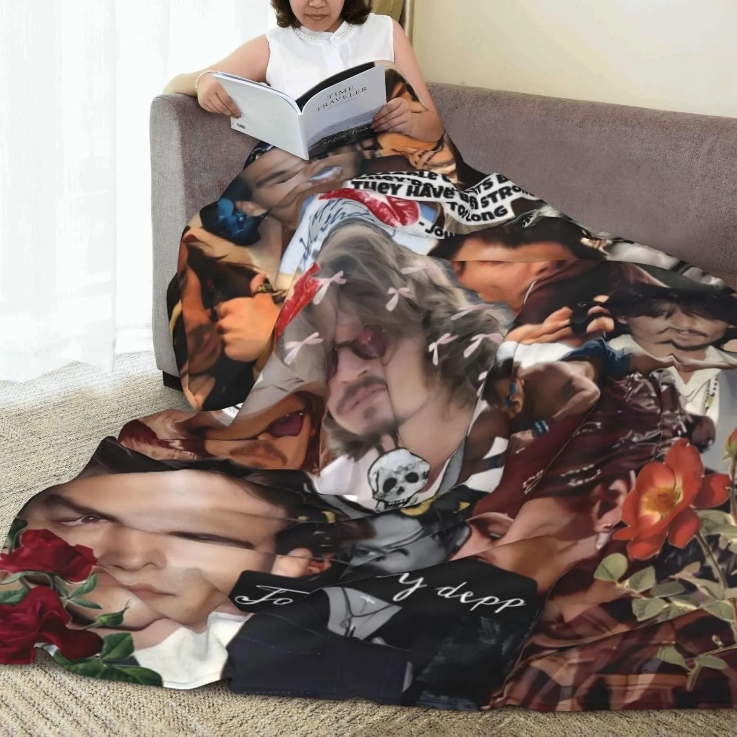 Johnny Depp Blanket Flannel Fleece Printed Throw Blankets Ultra Soft Micro Warm Blanket for All Season Bedding Chair Sofa Couch Bed 50"x40"