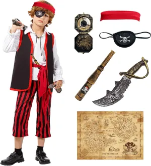 Joy Bang Pirate Costume Kids, Toddler Halloween Costumes for Boys Girls Dress up Cosplay Pretend Role Play Set