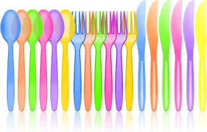 JOYIN 288 PCs Plastic Cutlery Hard Utensils for Cinco De Mayo Celebrations, Mexican Party Favors, Fiesta Party Supplies, Luau Party, Taco Tuesday Event, Carnivals, 6 Bright Neon Colors