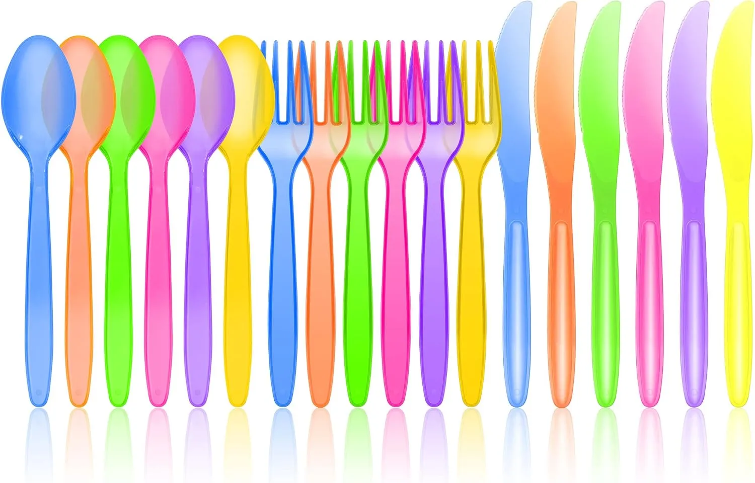 JOYIN 288 PCs Plastic Cutlery Hard Utensils for Cinco De Mayo Celebrations, Mexican Party Favors, Fiesta Party Supplies, Luau Party, Taco Tuesday Event, Carnivals, 6 Bright Neon Colors