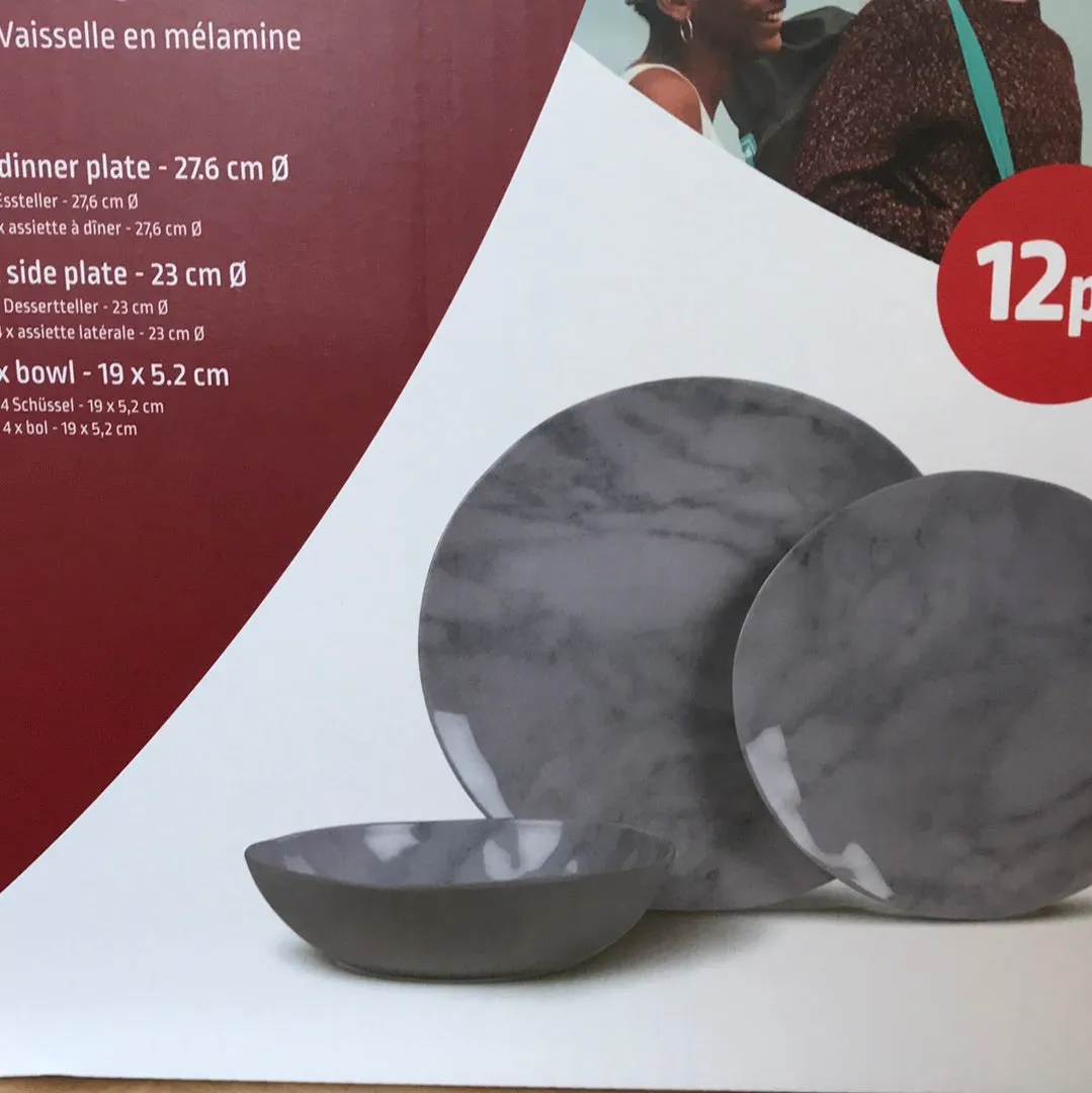 Kampa Melamine Marble 12pc set