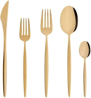 Karaca Lizbon 30-Piece Gold Cutlery Set for 6 People - 18/10 Stainless Steel Cutlery Set, Tableware Flatware Silverware Set with Knife Fork Spoon Set, Mixed & Luxury Cutlery Set