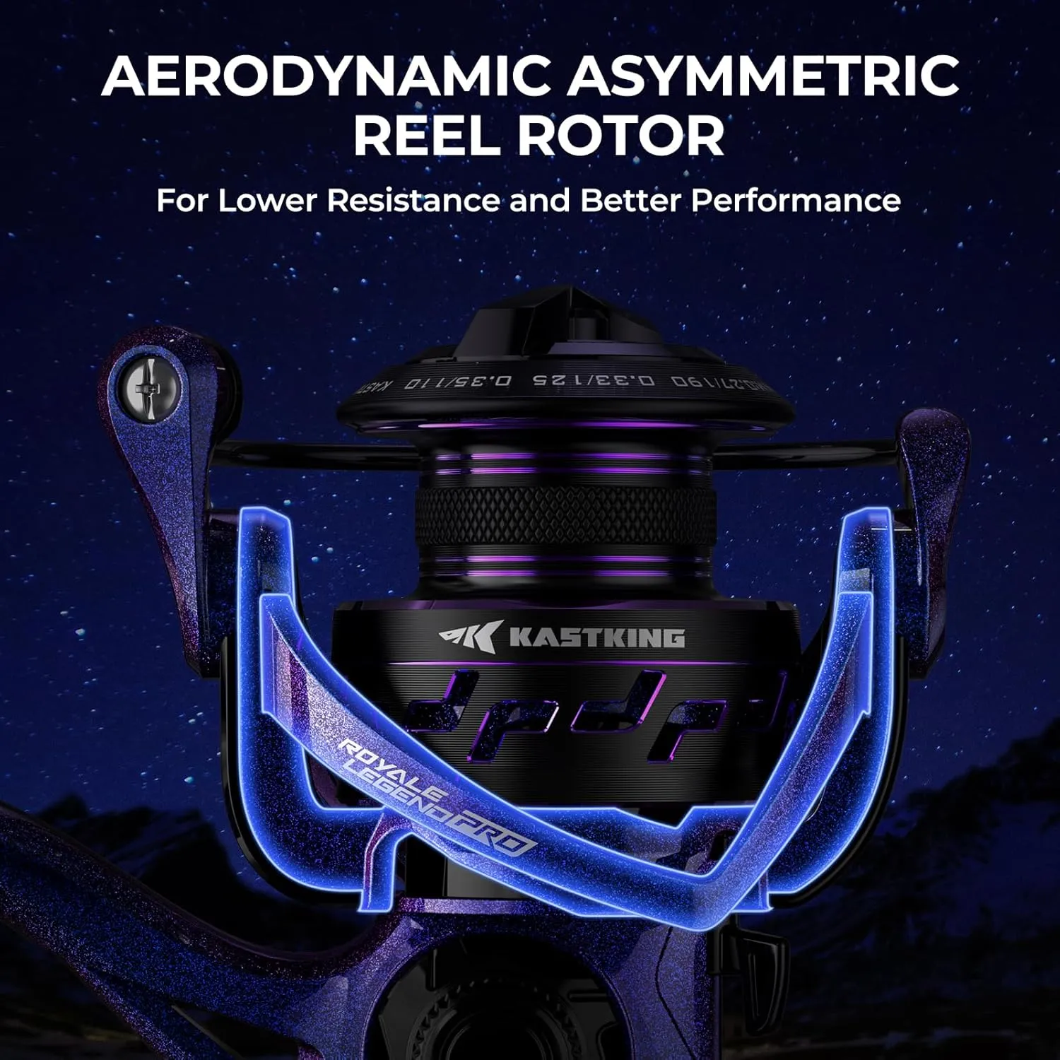 KastKing Royale Legend Pro Spinning Fishing Reel, Lightweight Yet Powerful, Digi-Cut Aluminum Gear, Aerodynamic Reel Rotor, 6.2:1 Gear Ratio, 25LBs Max Drag, TPE Handle Knobs, Unique Celestial Color