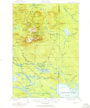 Katahdin ME topo map, 1:62500 Scale, 15 X 15 Minute, Historical, 1949, Updated 1955, 20.9 x 17 in