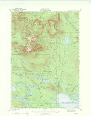 Katahdin ME topo map, 1:62500 Scale, 15 X 15 Minute, Historical, 1949, Updated 1974, 21.1 x 16.5 in