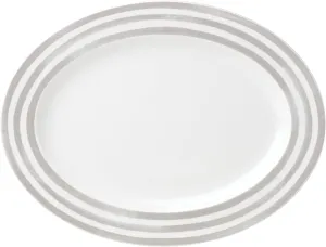 Kate Spade New York Charlotte Street 16" Oval Platter, 3.35 LB, Taupe/Grey