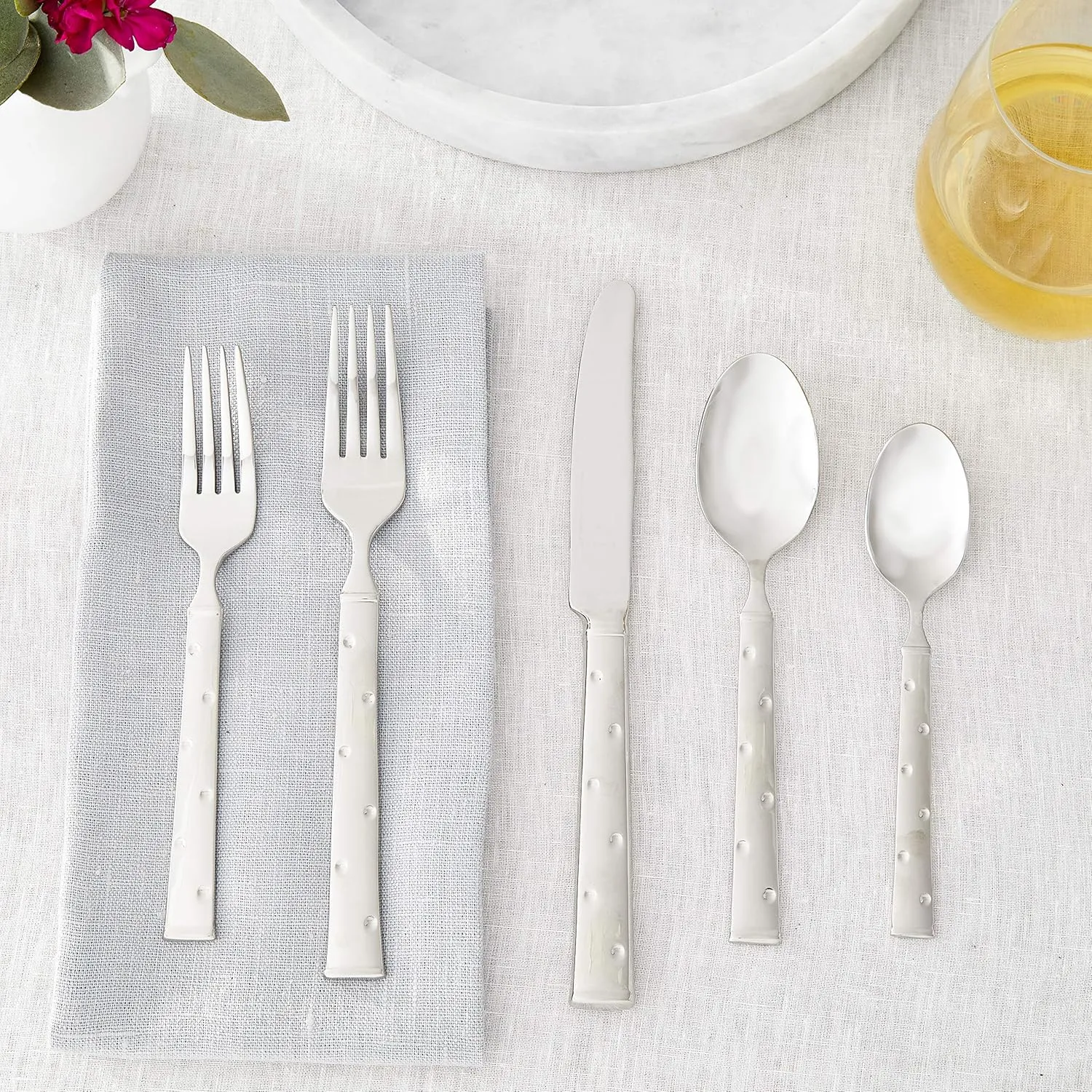 Kate Spade New York Larabee Dot 5-piece Flatware Set, 0.9 LB, Metallic