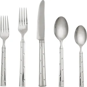 Kate Spade New York Larabee Dot 5-piece Flatware Set, 0.9 LB, Metallic