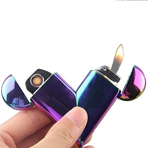 KATZONE - Heart's ON Fires - Soft Flame & UBS Windproof Lighter - 2 Lighters in 1 (Red)