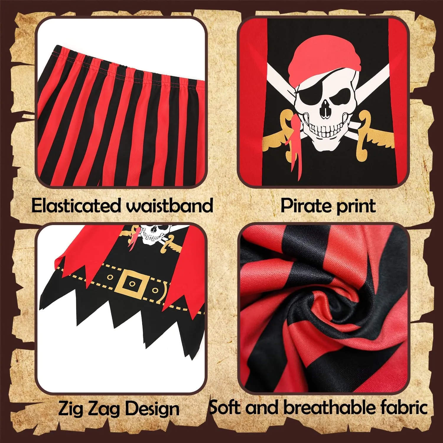 Kids Pirate Costume,Pirate Role Play Dress Up Set