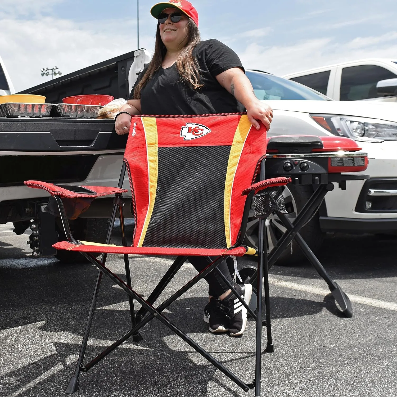 Kijaro Dual Lock Pro Sports Fan Folding Chair, 26" L x 35.5" W x 37" H, Las Vegas Raiders
