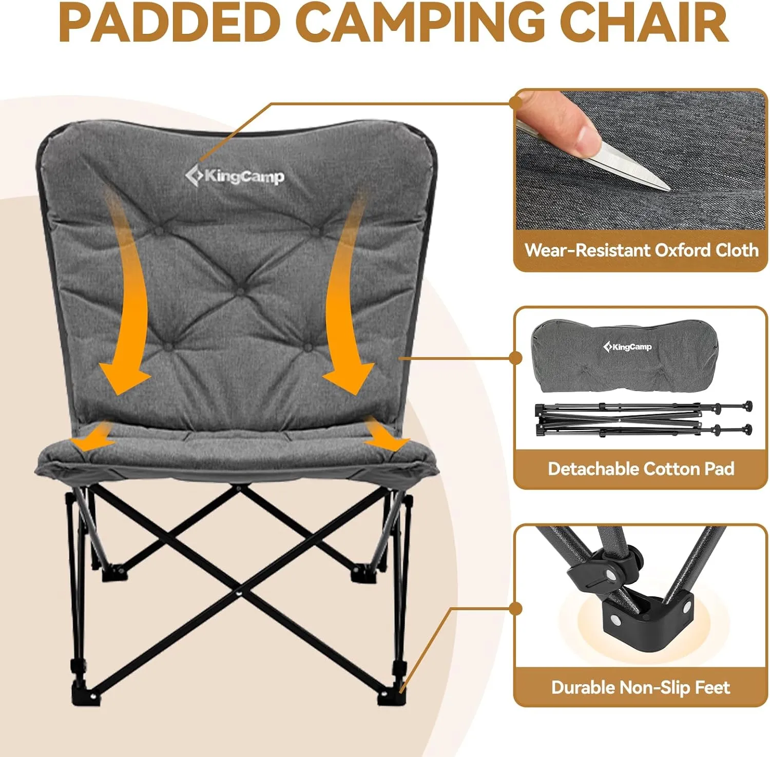 KingCamp Butterfly Chair, Oversized Thick Padded Comfy Camping Chairs Portable Folding Chair 400lbs Heavy Duty Seat with High Backrest & Carry Bag for Outdoor Indoor Patio Lawn Home Living Bed Room