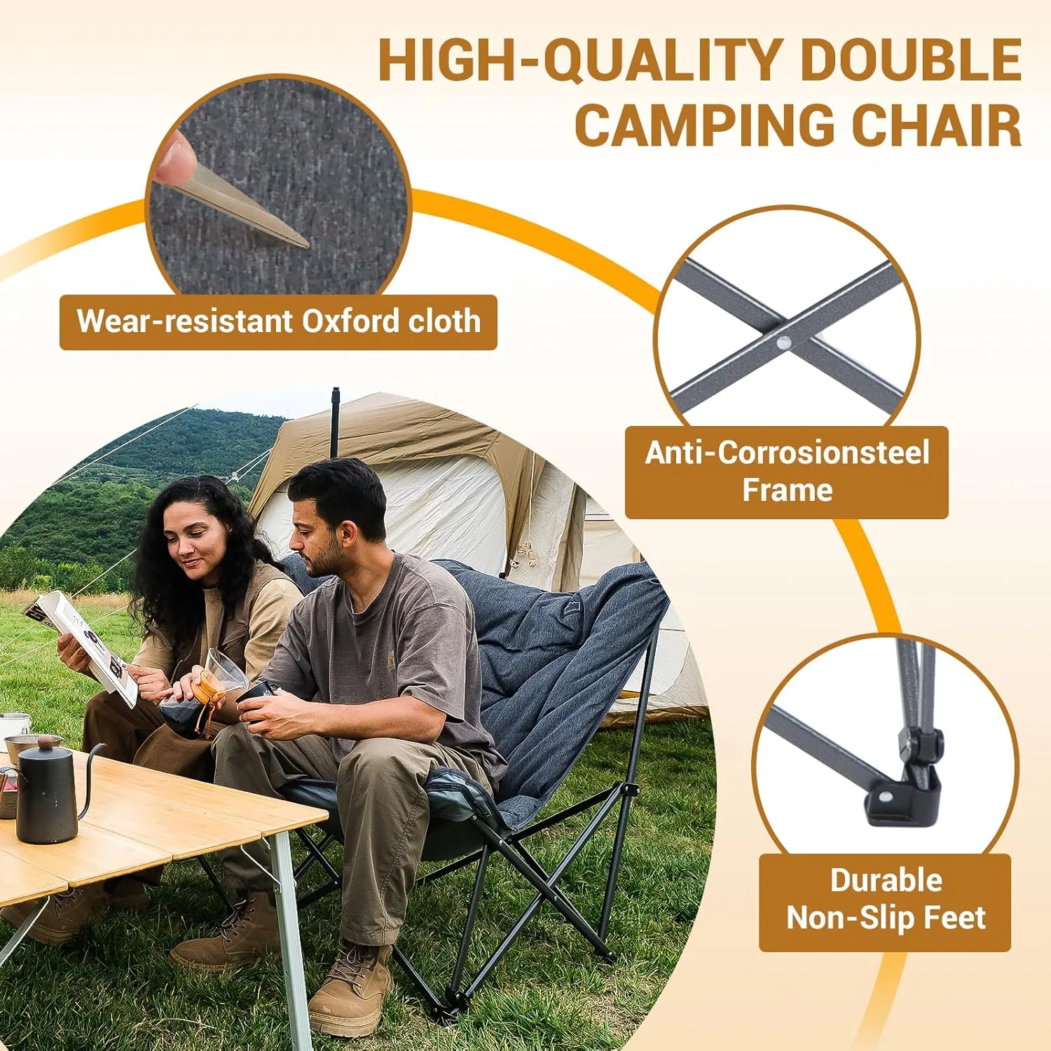 KingCamp Butterfly Chair, Oversized Thick Padded Comfy Camping Chairs Portable Folding Chair 400lbs Heavy Duty Seat with High Backrest & Carry Bag for Outdoor Indoor Patio Lawn Home Living Bed Room