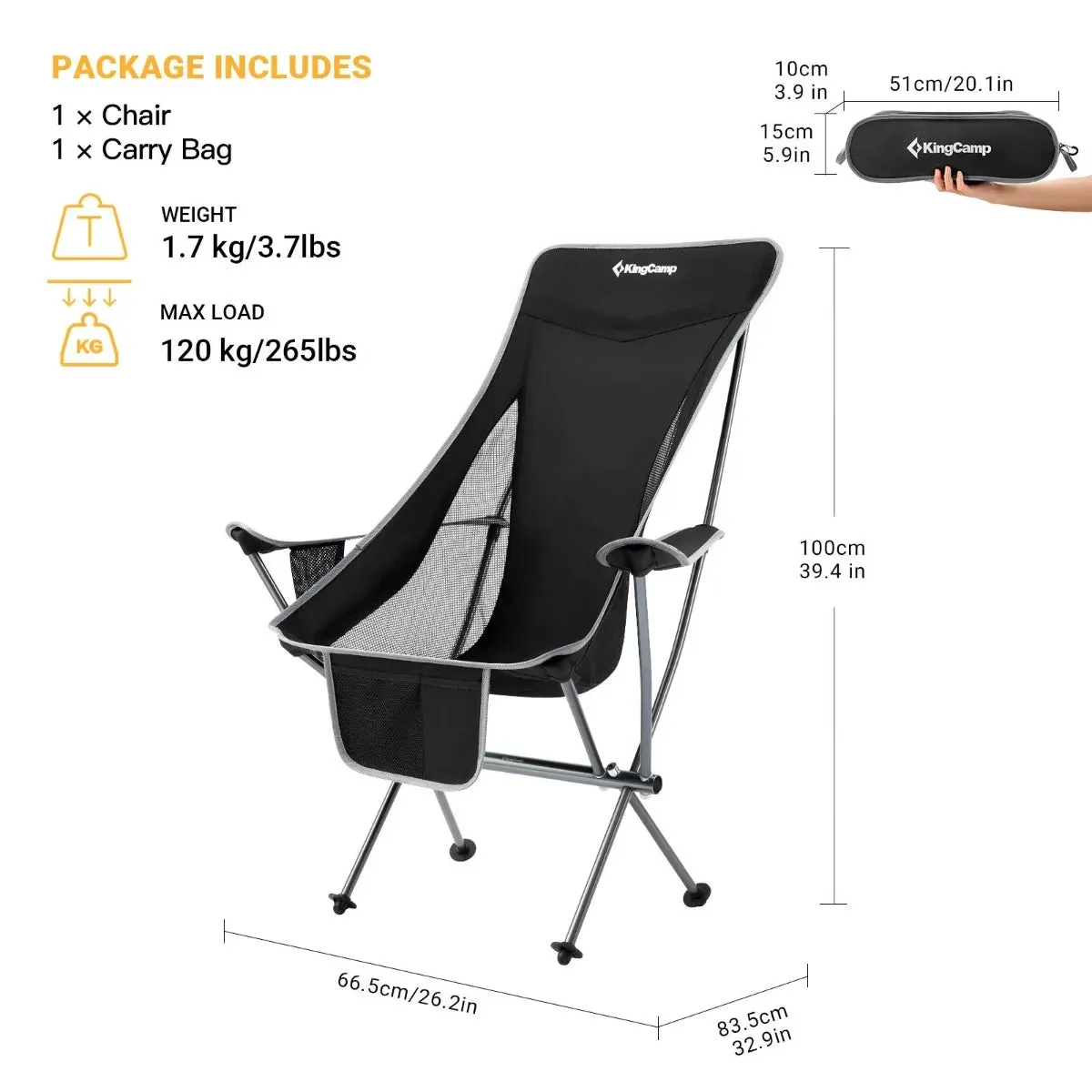 KingCamp CAMELLIA Set of 2 Ultralight Armchair