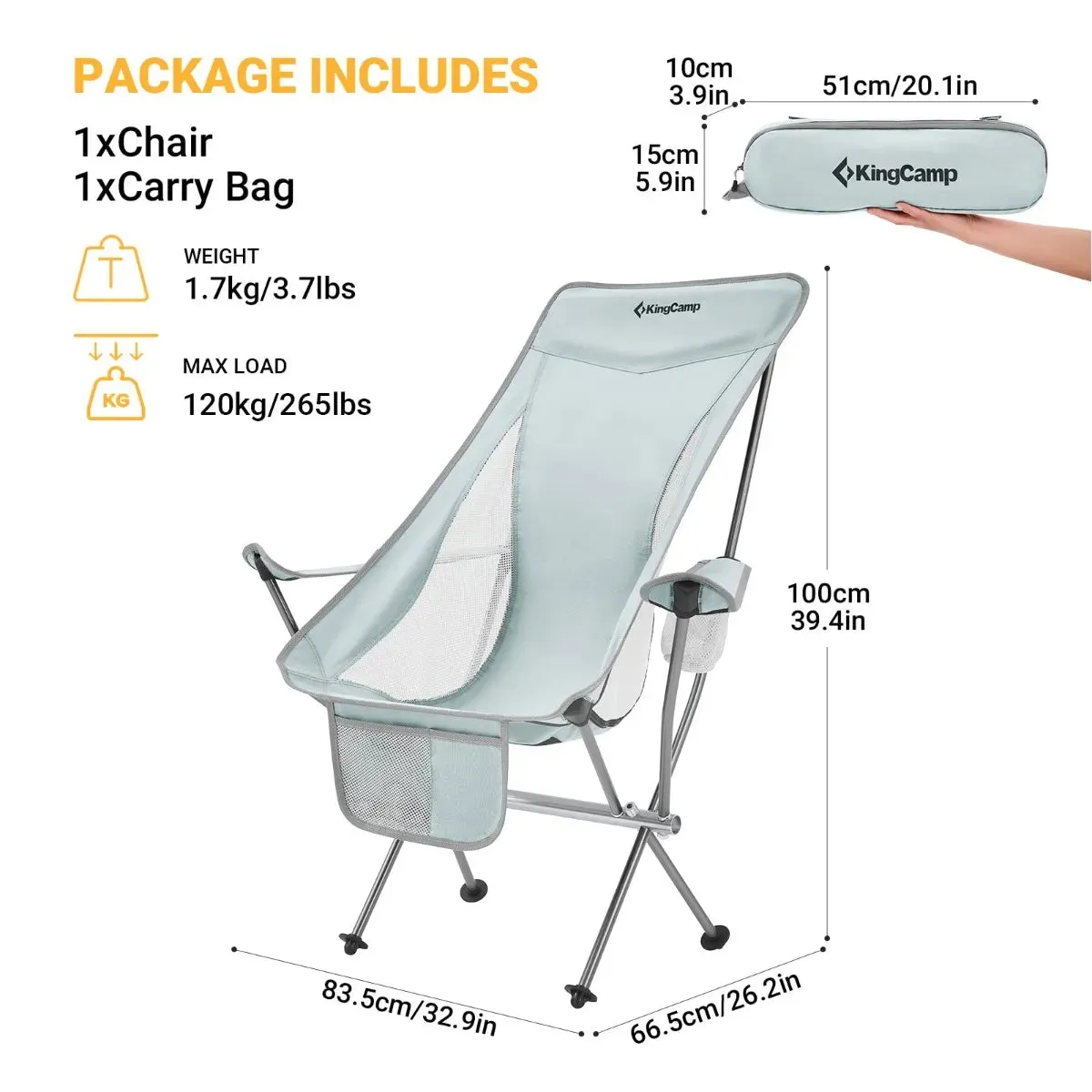 KingCamp CAMELLIA Set of 2 Ultralight Armchair