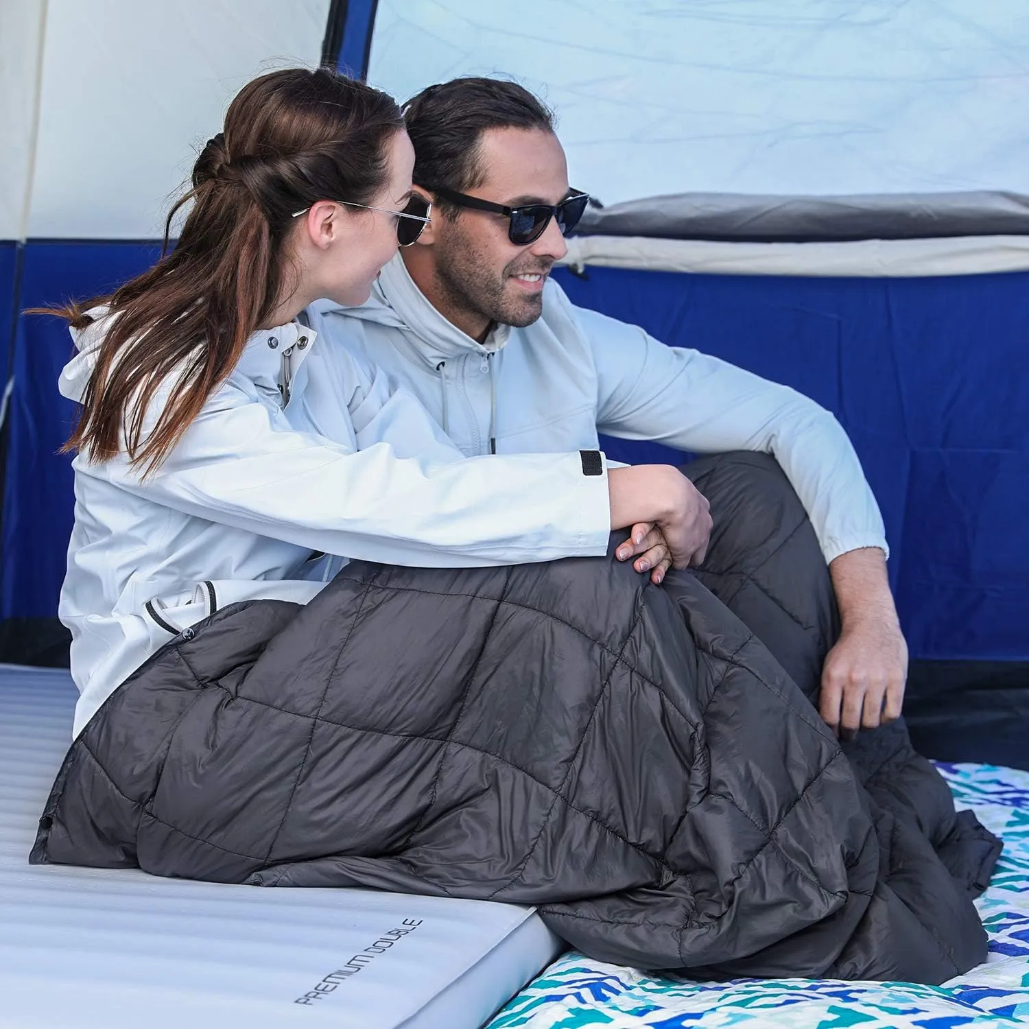 KingCamp Down Camping Blanket - Lightweight, Multifunctional Quilt for Camping with Snap Button, Portable for Stadium, Travel, Airplane, Picnic, Indoor & Outdoor, Provides Warmth