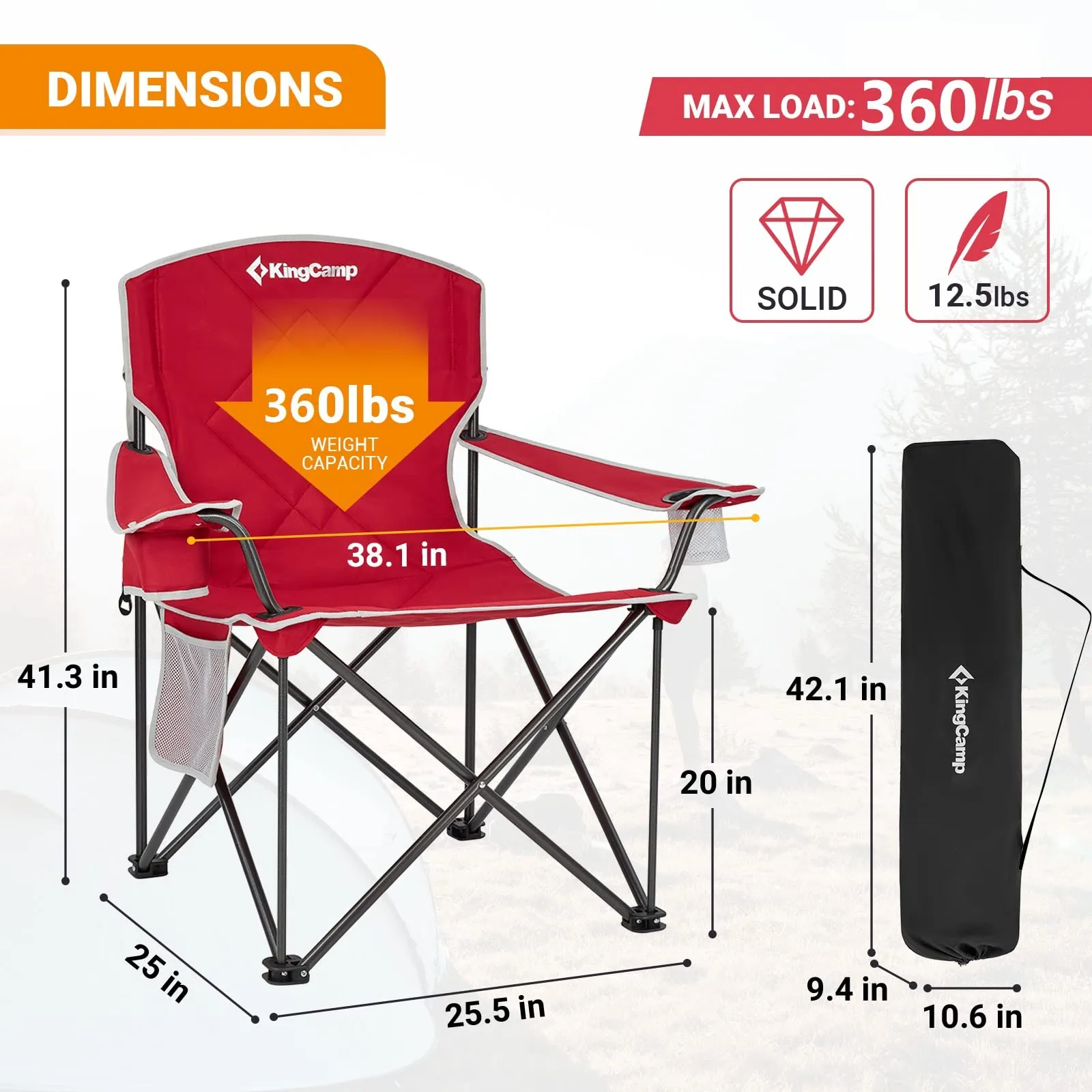 KingCamp Extra-Large Folding Camping Chair