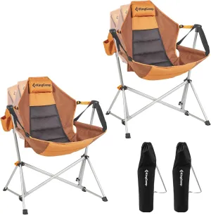 KingCamp Hammock Camping Chair, Swinging Portable Folding Camp Chairs for Adults 400lbs Heavy Duty Foldable Oversized Rocker with Aluminum Alloy Frame Cup Holder Pillow for Outdoor Beach Patio Sport