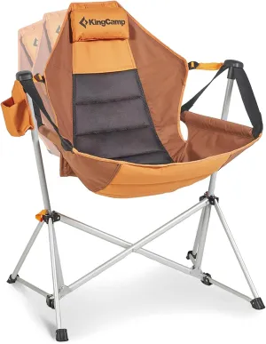 KingCamp Hammock Camping Chair, Swinging Portable Folding Camp Chairs for Adults 400lbs Heavy Duty Foldable Oversized Rocker with Aluminum Alloy Frame Cup Holder Pillow for Outdoor Beach Patio Sport
