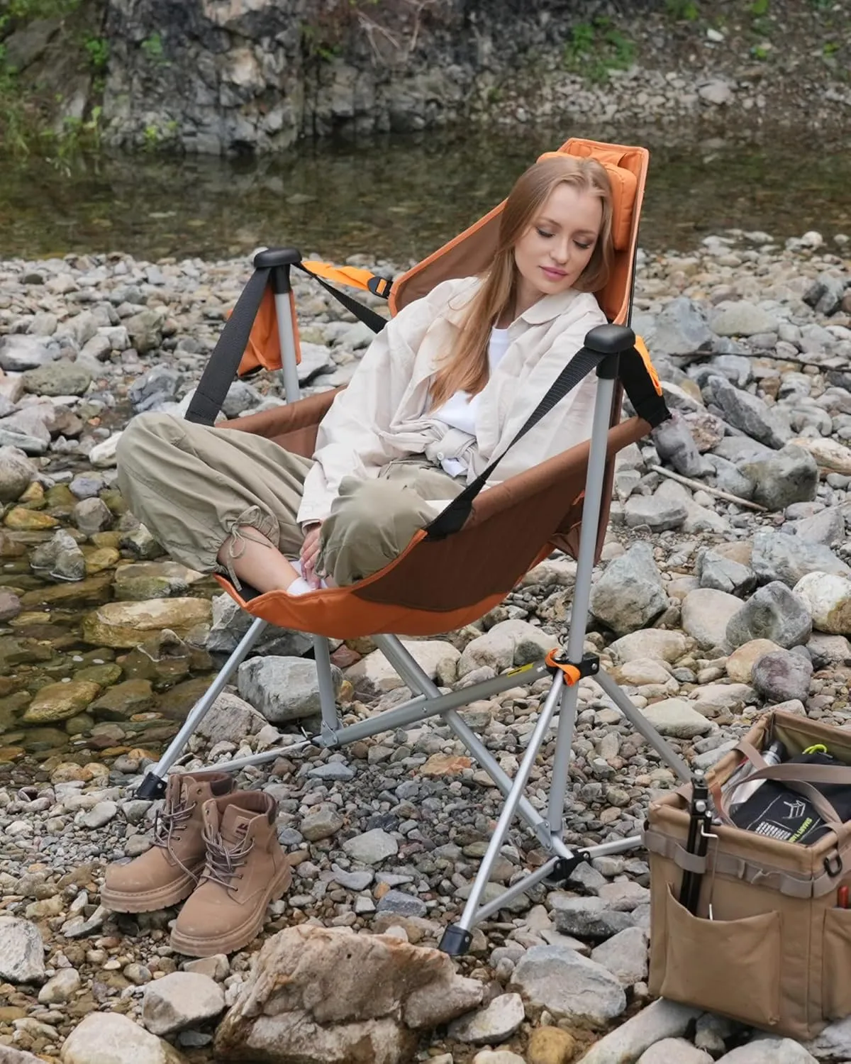 KingCamp Hammock Camping Chair, Swinging Portable Folding Camp Chairs for Adults 400lbs Heavy Duty Foldable Oversized Rocker with Aluminum Alloy Frame Cup Holder Pillow for Outdoor Beach Patio Sport