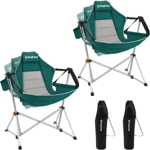 KingCamp Hammock Camping Chair, Swinging Portable Folding Camp Chairs for Adults 400lbs Heavy Duty Foldable Oversized Rocker with Aluminum Alloy Frame Cup Holder Pillow for Outdoor Beach Patio Sport