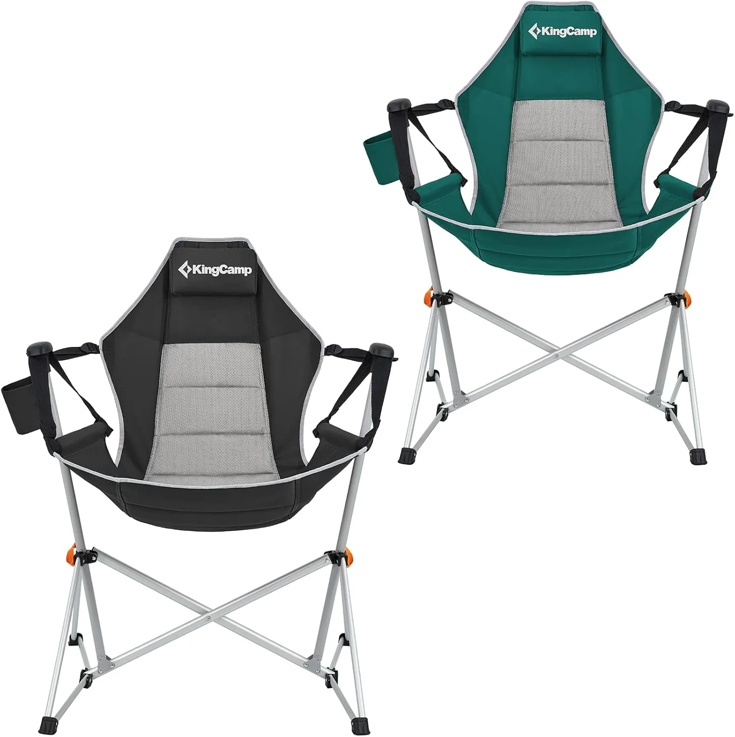 KingCamp Hammock Camping Swinging Chair, Folding Portable Camp Swing Chair for Outside Lawn Backyard with Love One, 2 Pack