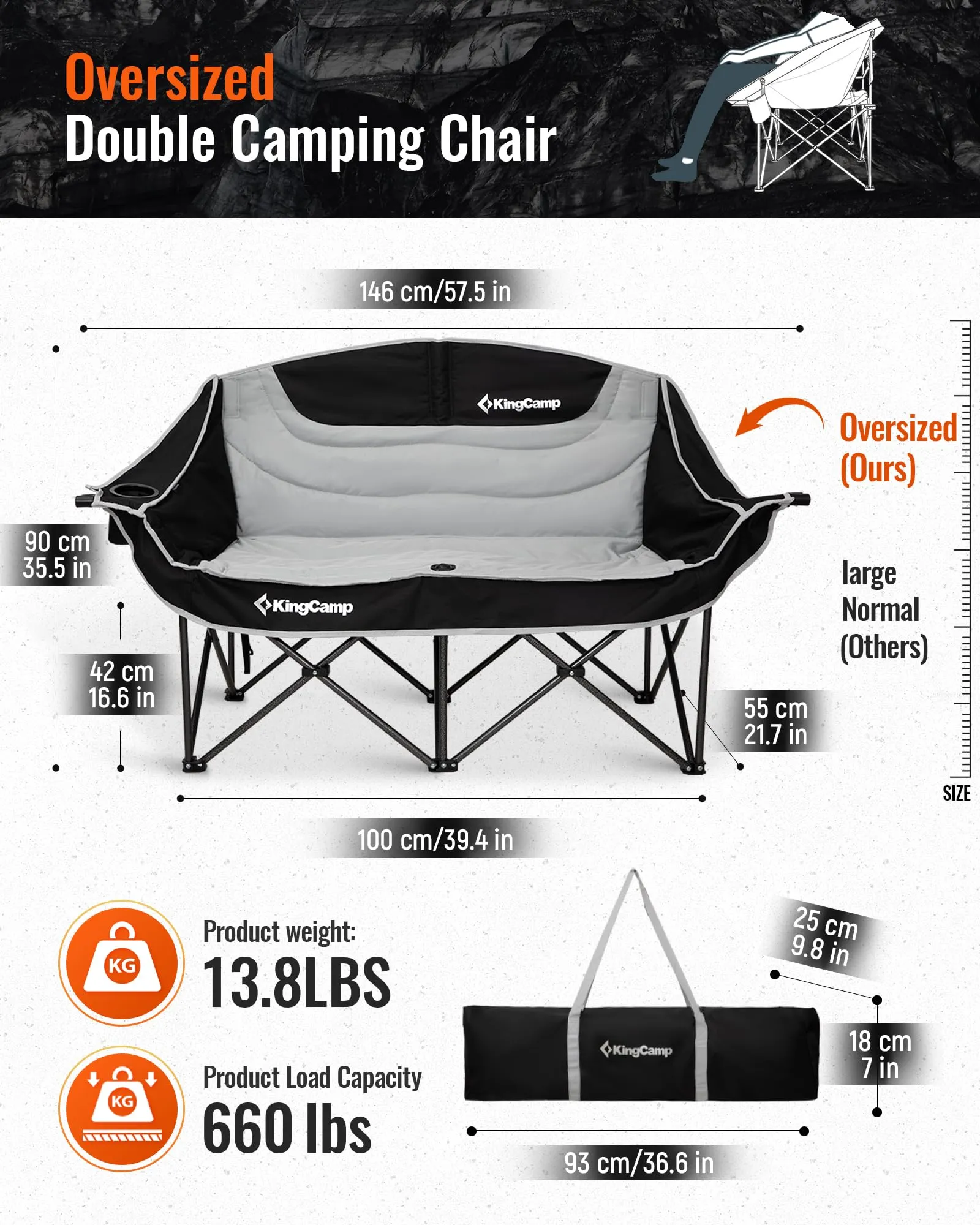 KingCamp Oversize Double Camping Loveseat
