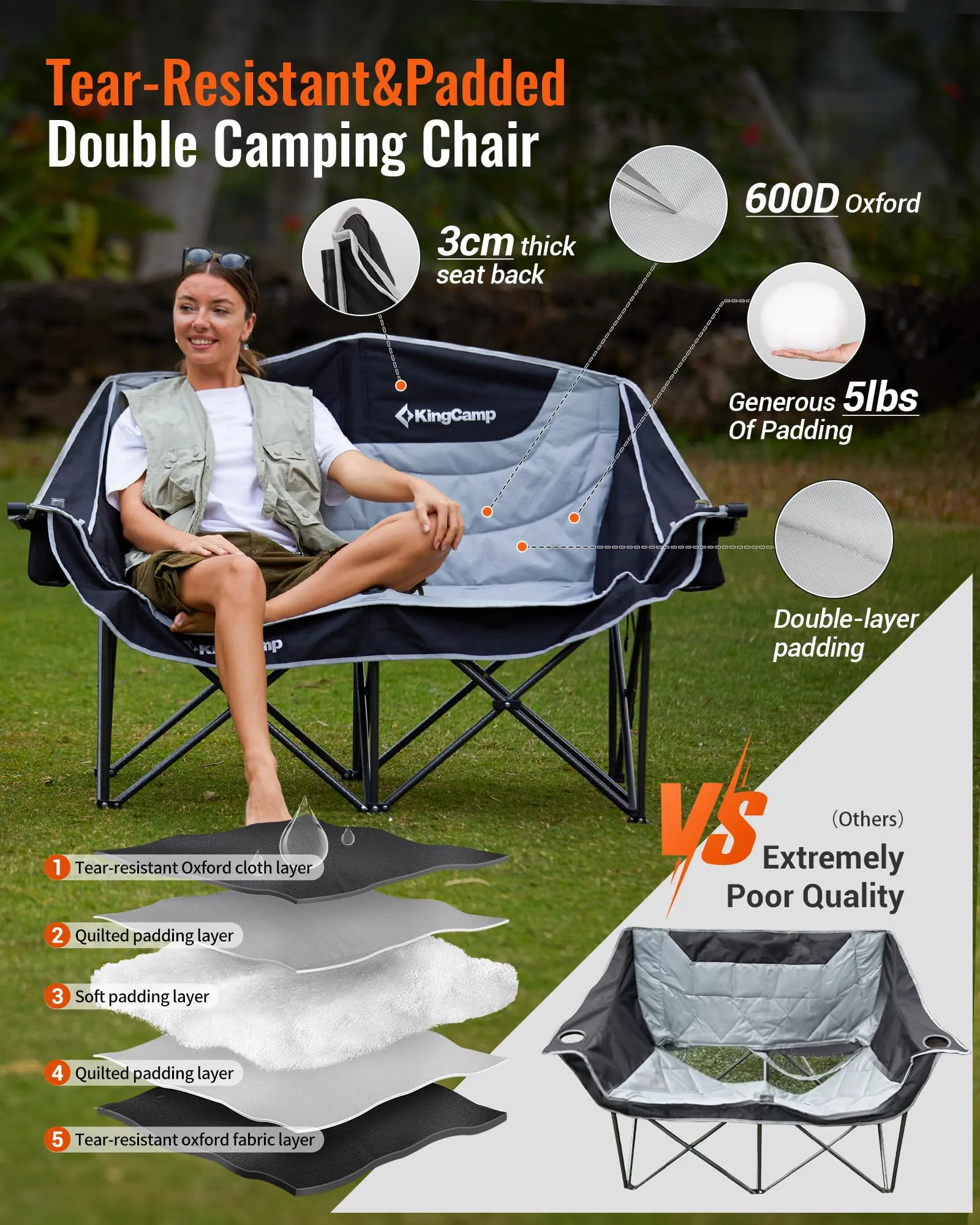 KingCamp Oversize Double Camping Loveseat