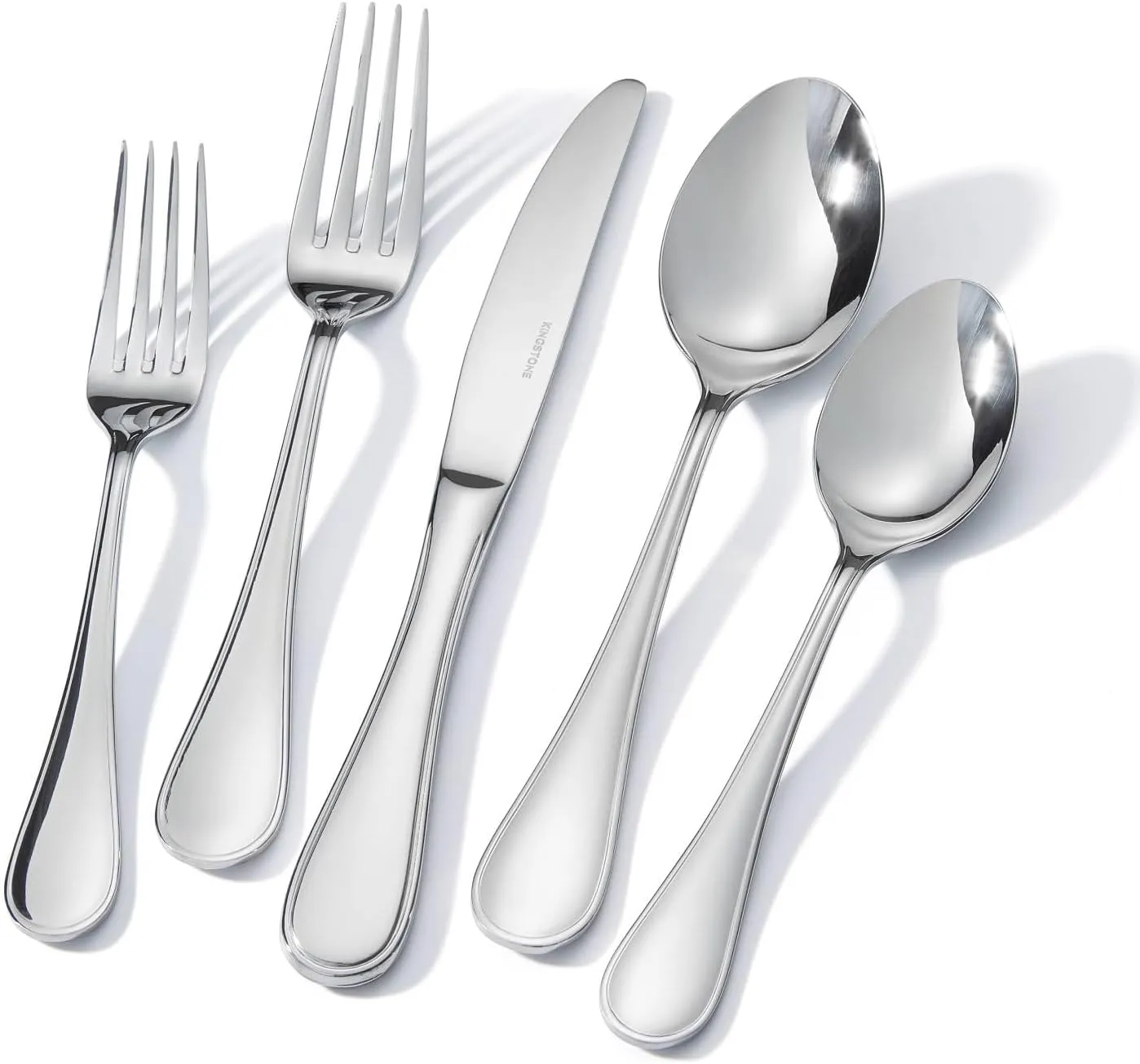 KINGSTONE 40 Piece Teardrop Silverware Set for 8, 18/10 Stainless Steel Flatware Set, Modern Design Cutlery Set for Home/Hotel/Wedding,Mirror Polished and Dishwasher Safe