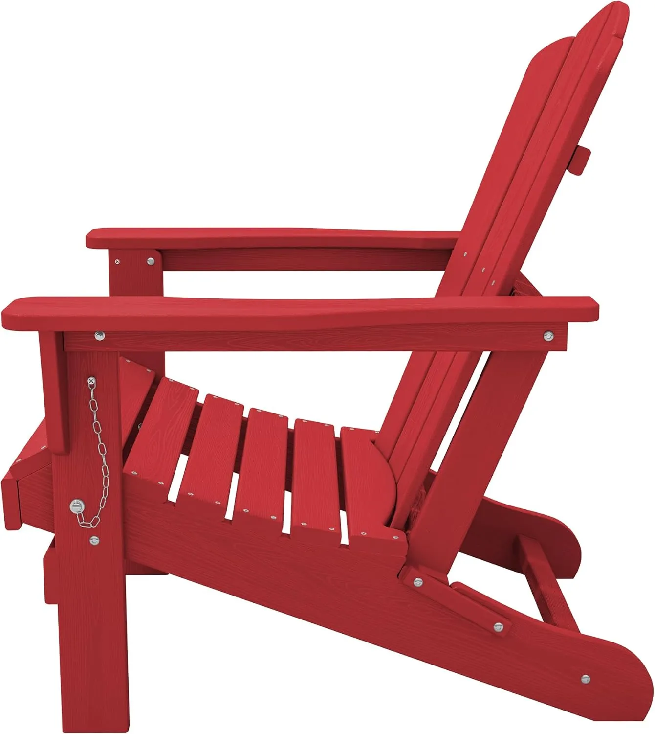 KINGYES Folding Adirondack Chair, HDPE All-Weather Patio Chairs, Wooden Textured Lawn Chair for Poolside, Backyard, Deck, Fire Pit, Light Red