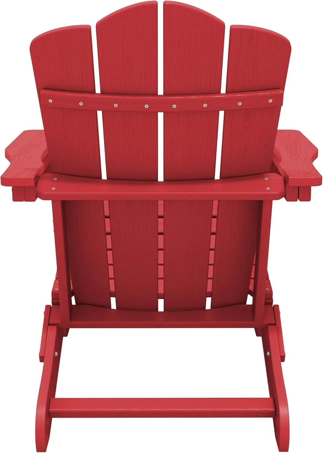 KINGYES Folding Adirondack Chair, HDPE All-Weather Patio Chairs, Wooden Textured Lawn Chair for Poolside, Backyard, Deck, Fire Pit, Light Red