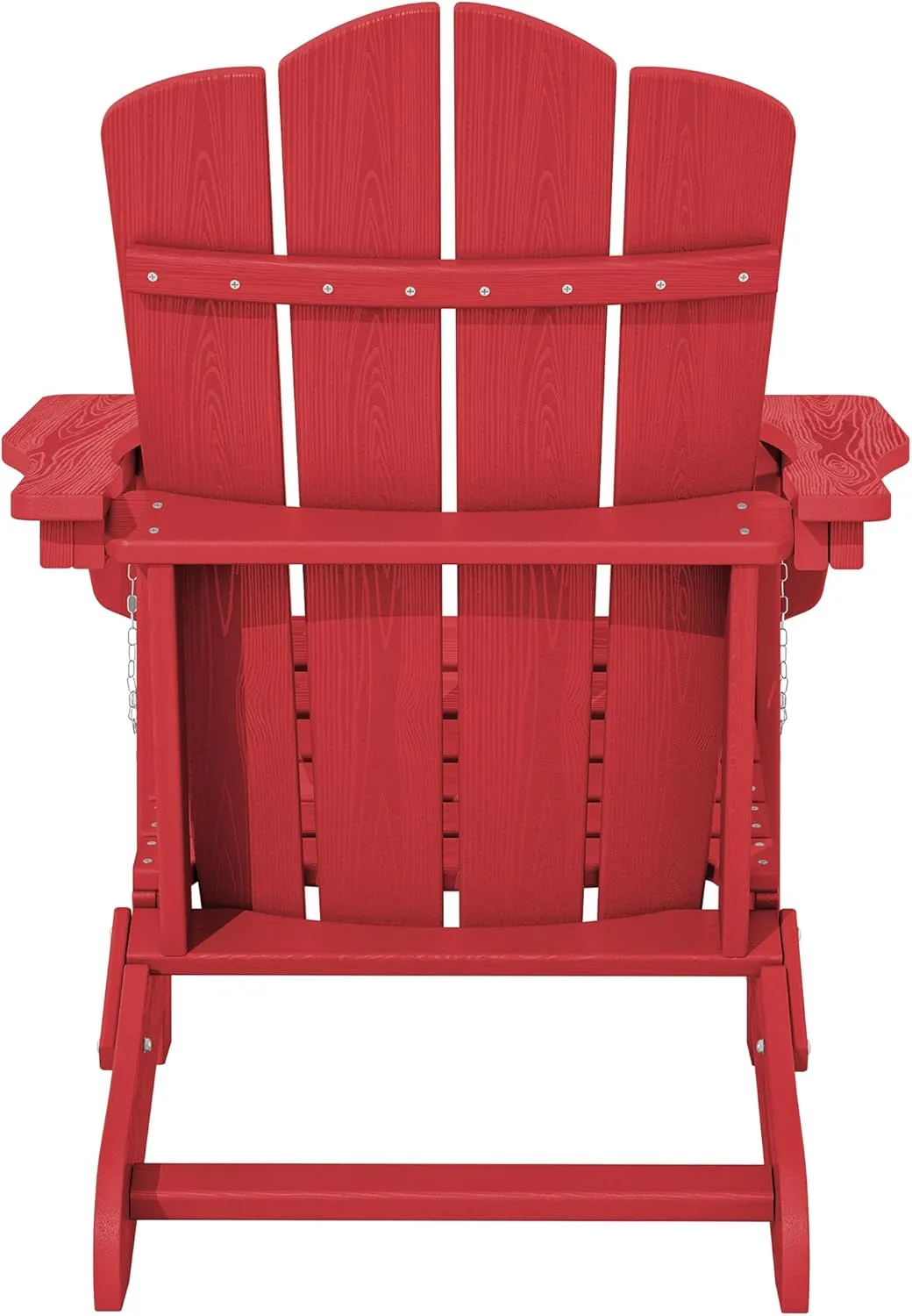 KINGYES Folding Adirondack Chair, HDPE All-Weather Patio Chairs, Wooden Textured Lawn Chair for Poolside, Backyard, Deck, Fire Pit, Light Red