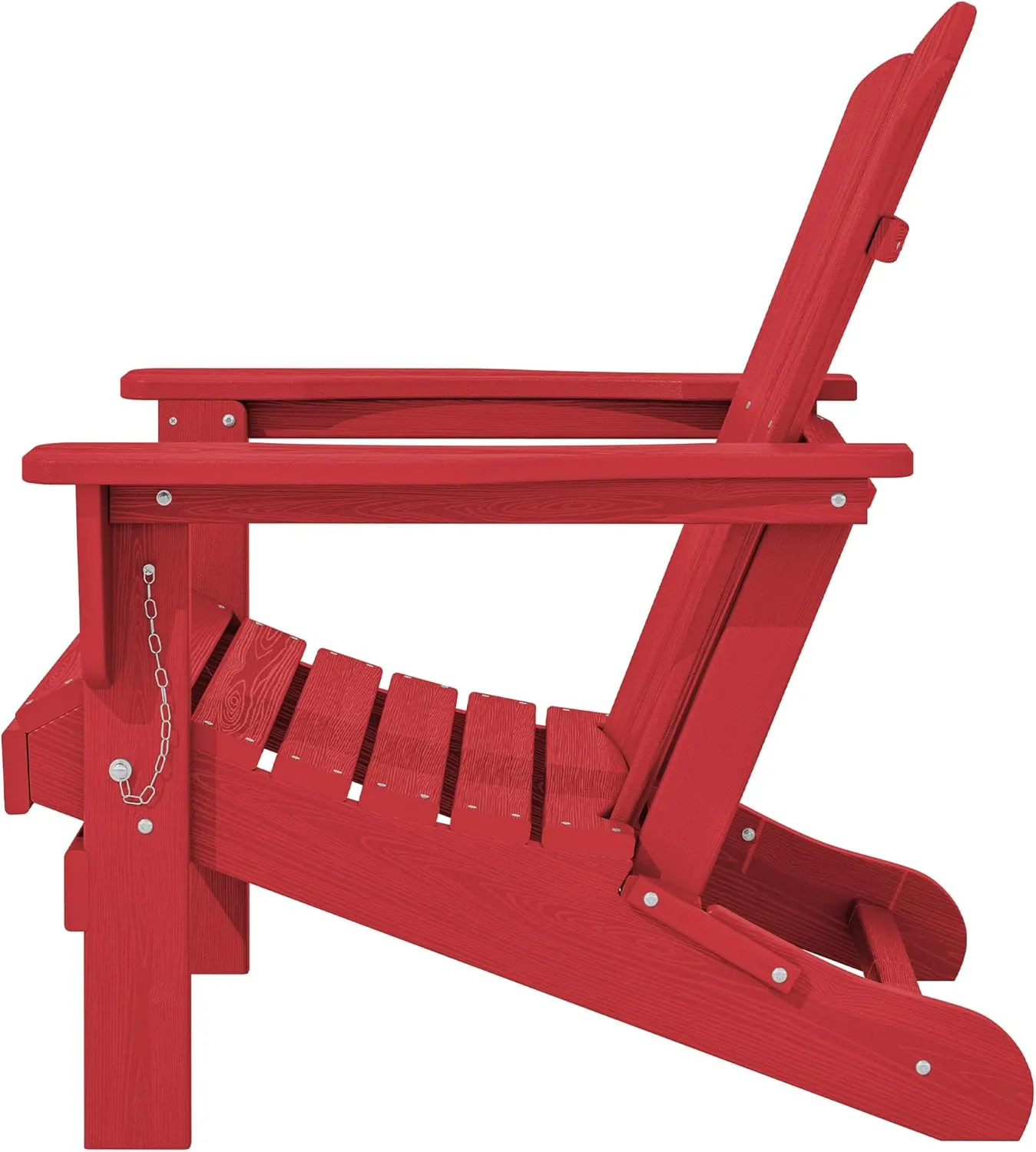 KINGYES Folding Adirondack Chair, HDPE All-Weather Patio Chairs, Wooden Textured Lawn Chair for Poolside, Backyard, Deck, Fire Pit, Light Red