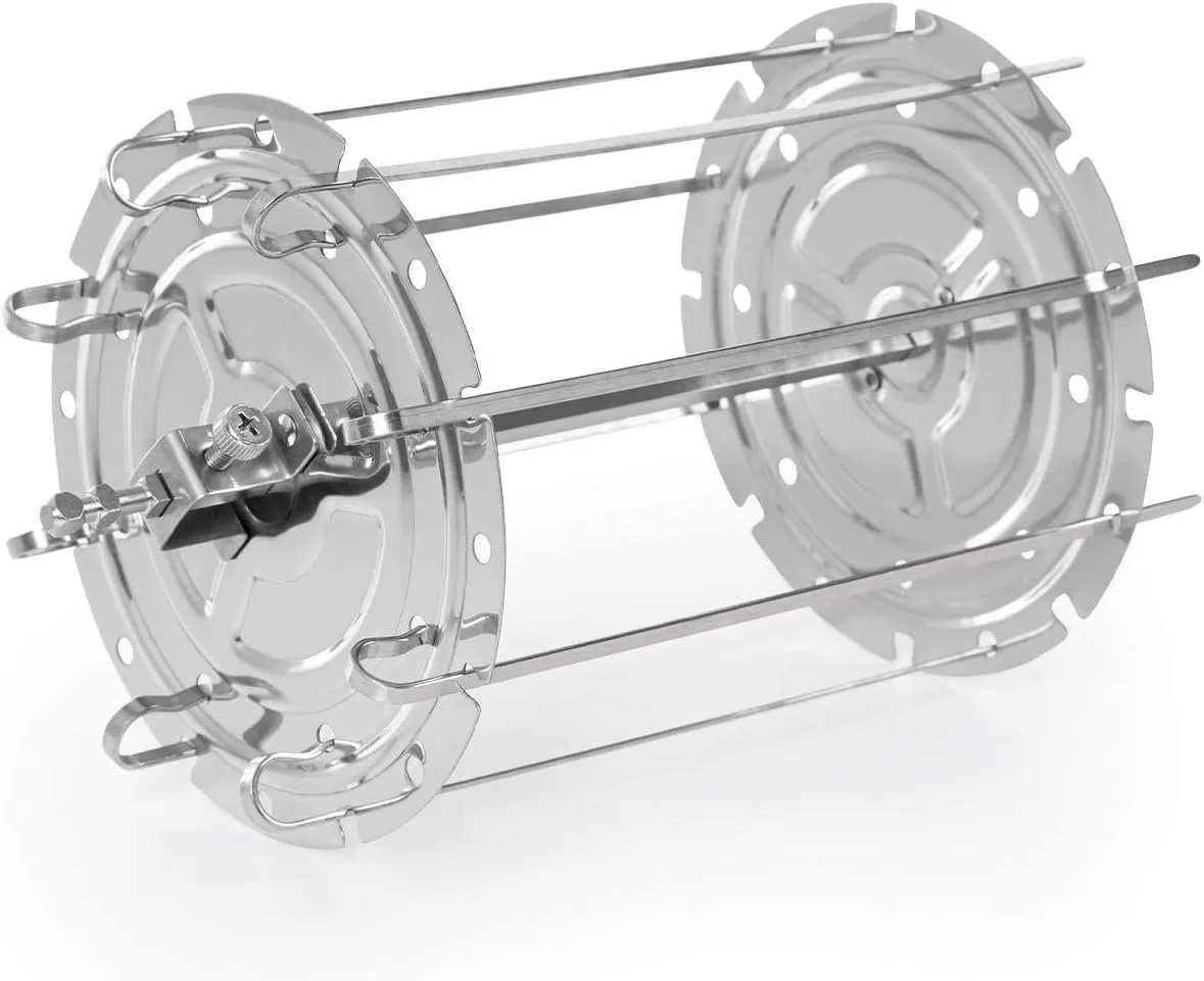 Klarstein AeroVital Fry Kebab Set - Accessories for Klarstein AeroVital Fry Hot Air Fryer, Stainless Steel, 8 Skewers, for Crispy Rotisserie Specialties, Two Holding Plates Included, Colour: Silver