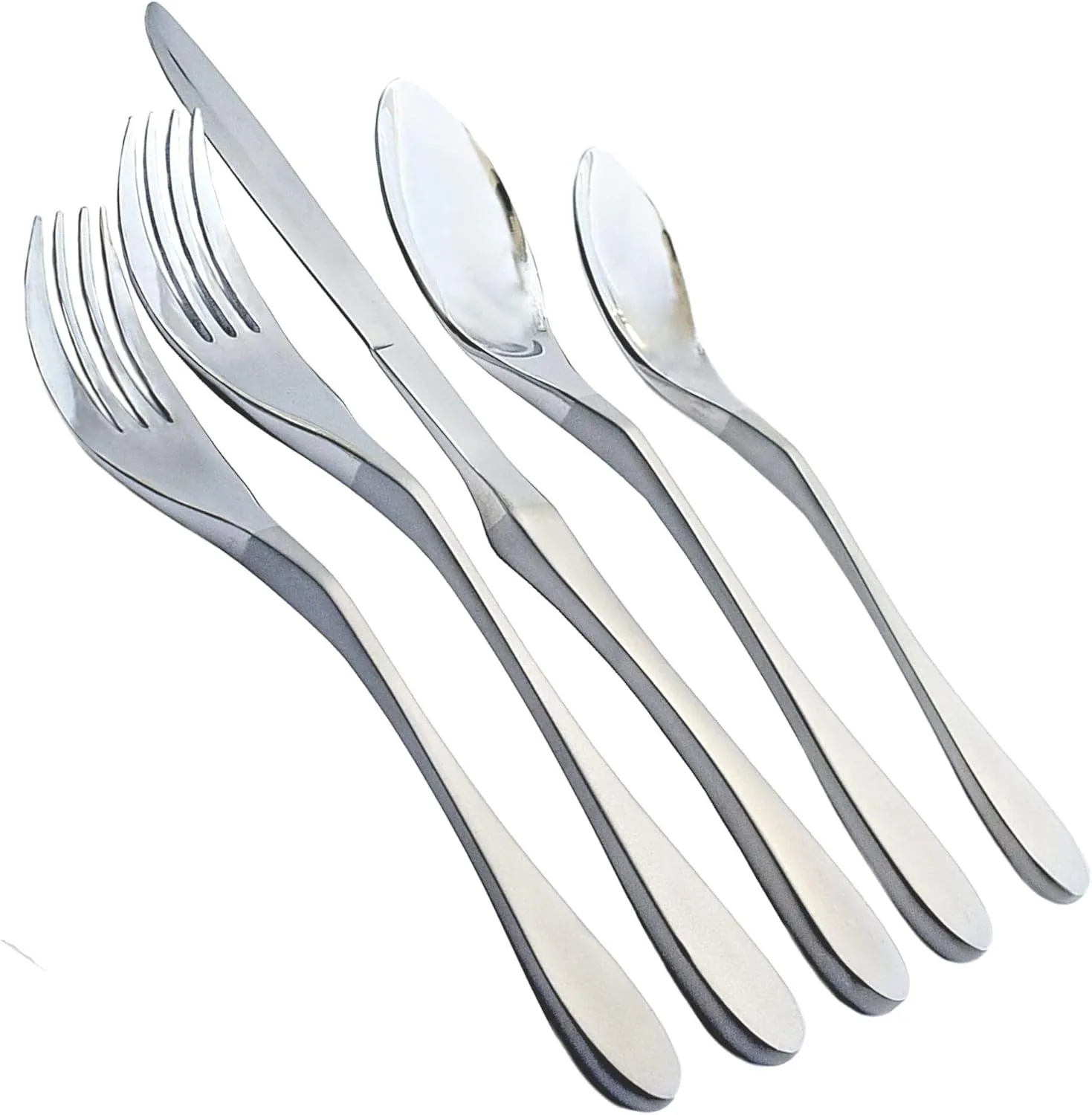Knork Original Cutlery Utensils Flatware Set, 20 Piece (Service for 4), Duo Silver