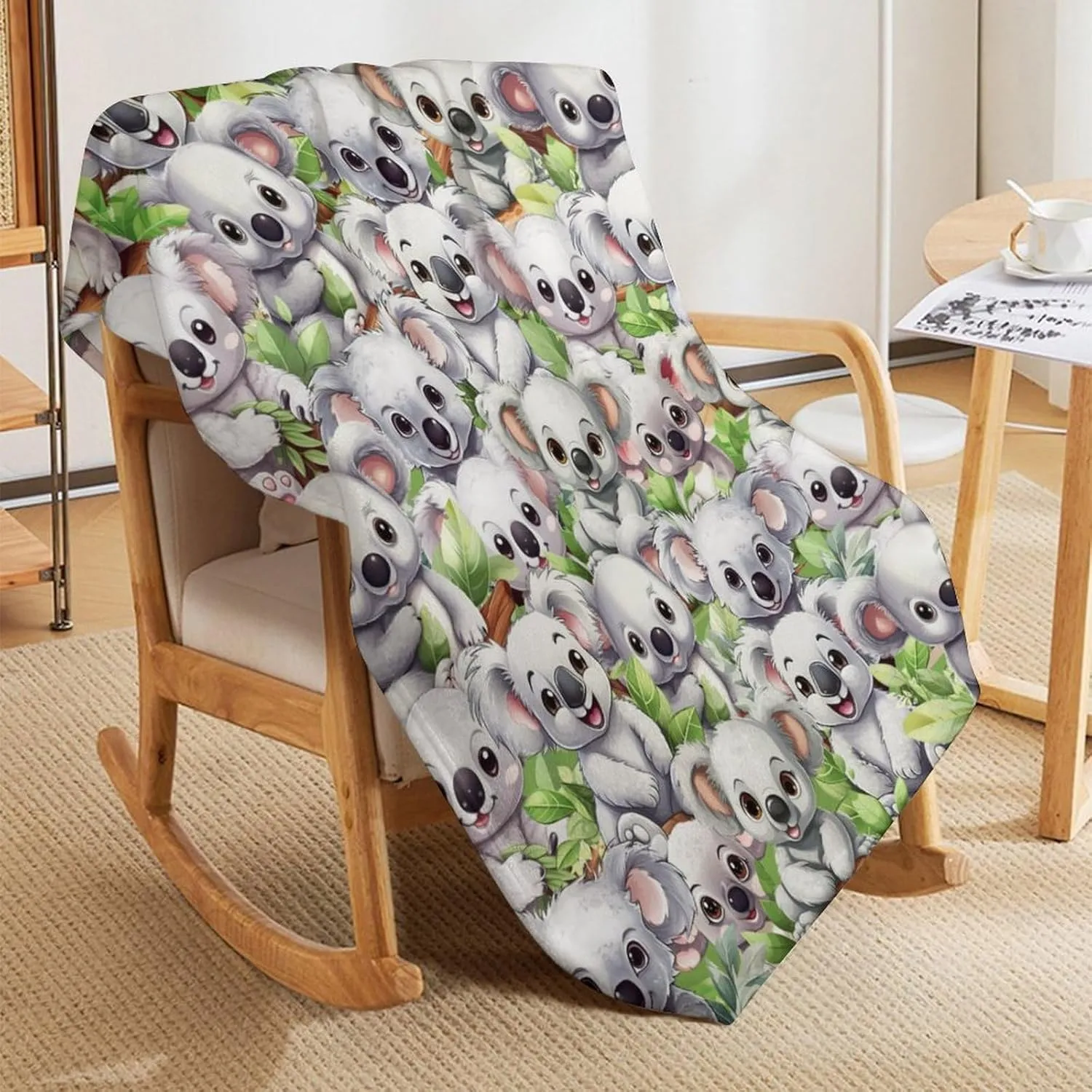Koala Throw Blanket - Soft Flannel Koala Blankets for Girls Boys Kids Koala Lovers - Warm Koala Throw Blankets for All Season Lap, Chair, Sofa - 50"x40"